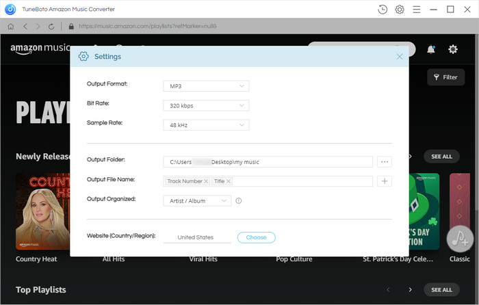 settings mp3 format