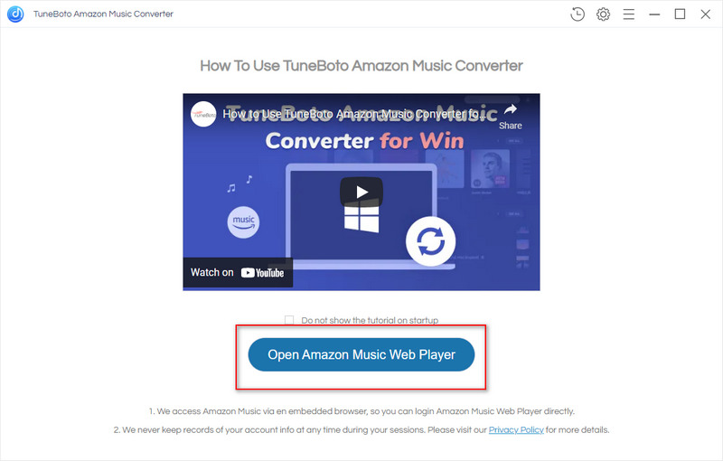 launch tuneboto amazon music converter