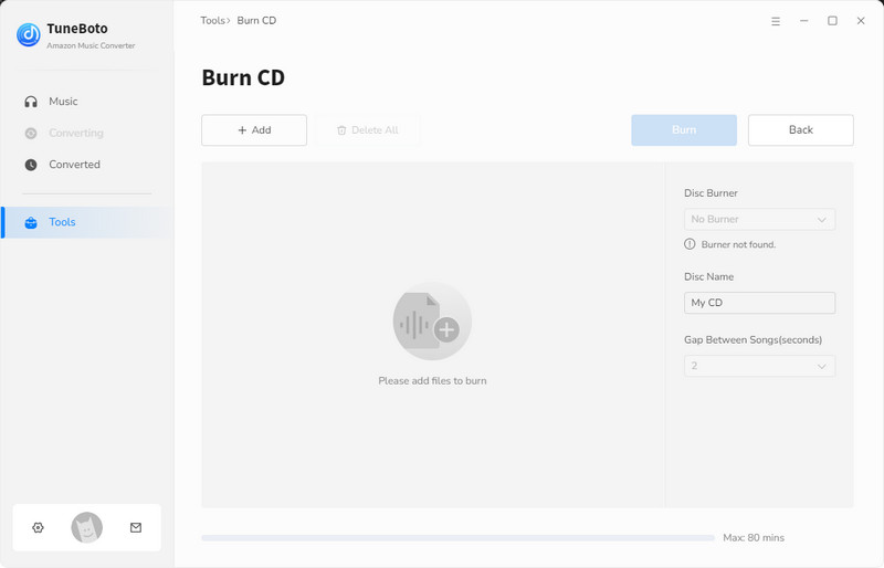 burn cd via tuneboto