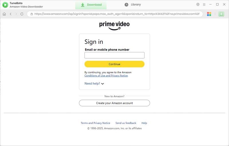 login with prime video account